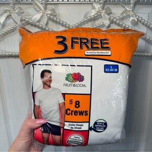 Fruit of the Loom Men's White Crew Undershirts pack of 8